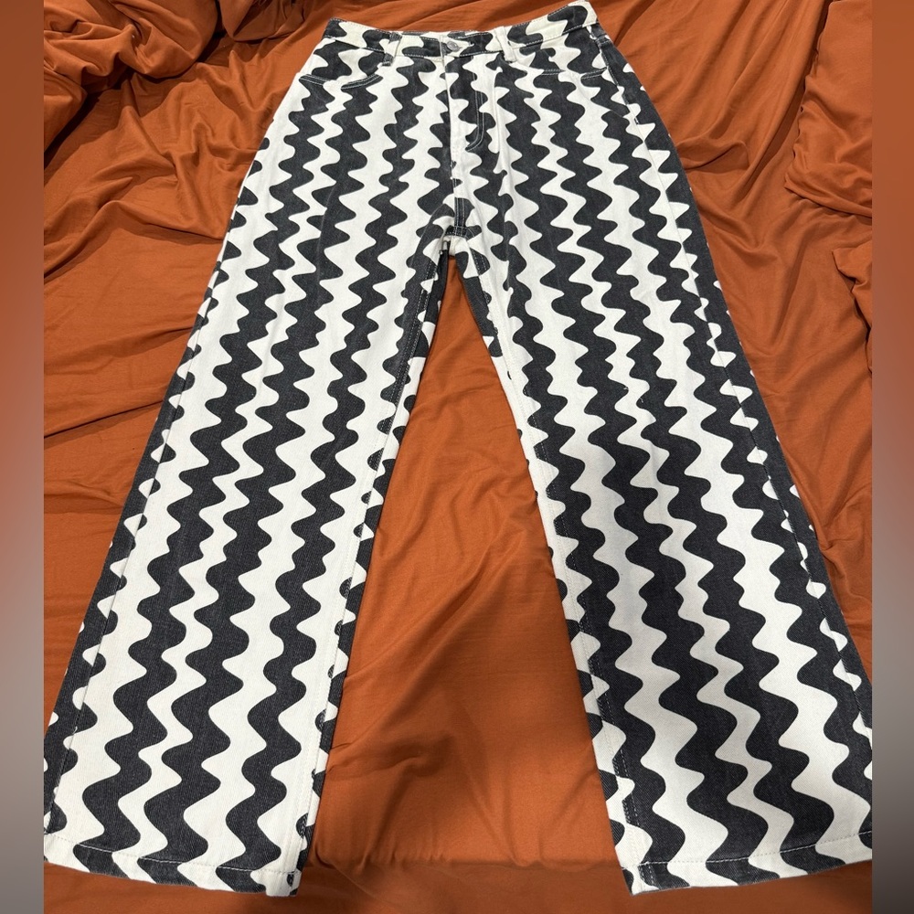 Cider retro wavy straight leg pants